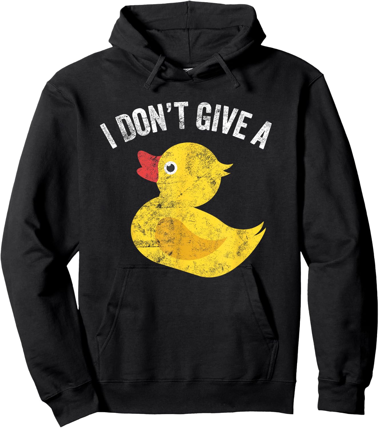 I Don't Give a Duck Distressed Vintage Look T Shirt Hoodie - Hoodie | Black