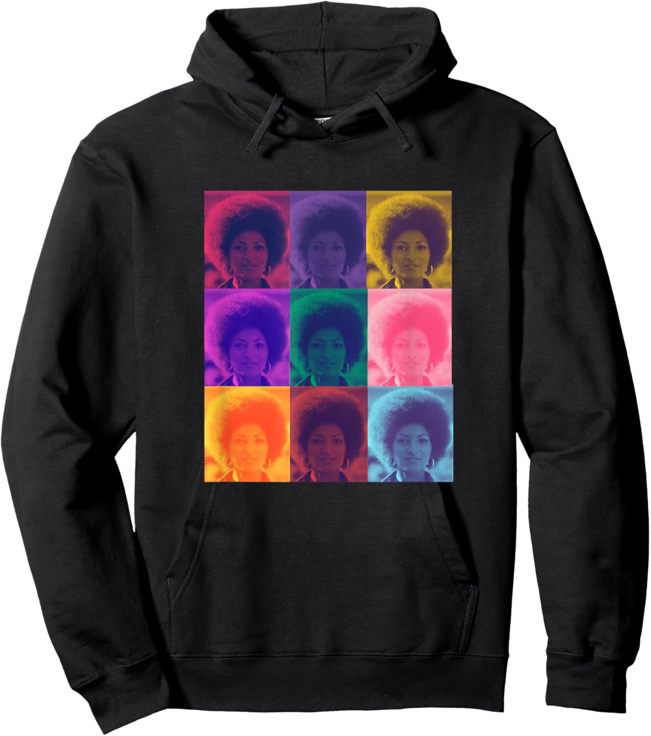 Iconic Hollywood Pam Grier Foxy Brown Women's Classic Fit Black Techno Color Graphic Hoodie - Hoodie | Black