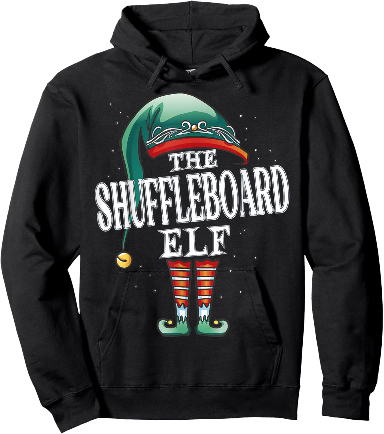 Shuffleboard Elf Christmas Group Xmas Pajama Party Hoodie - Hoodie | Black