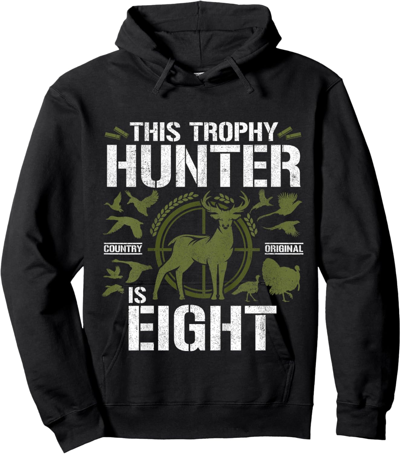 8 Year Old Hunting Birthday Party Duck Deer Hunter 8th Gift Hoodie - Hoodie | Black