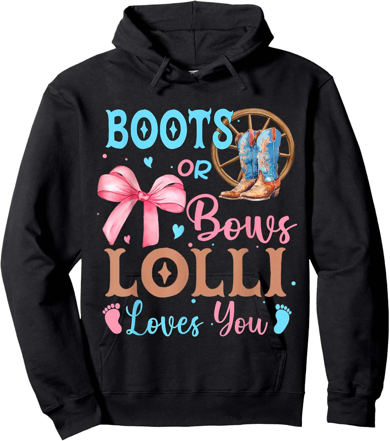 Boots or Bows Gender Reveal Decorations Lolli Loves You Hoodie - Hoodie | Black
