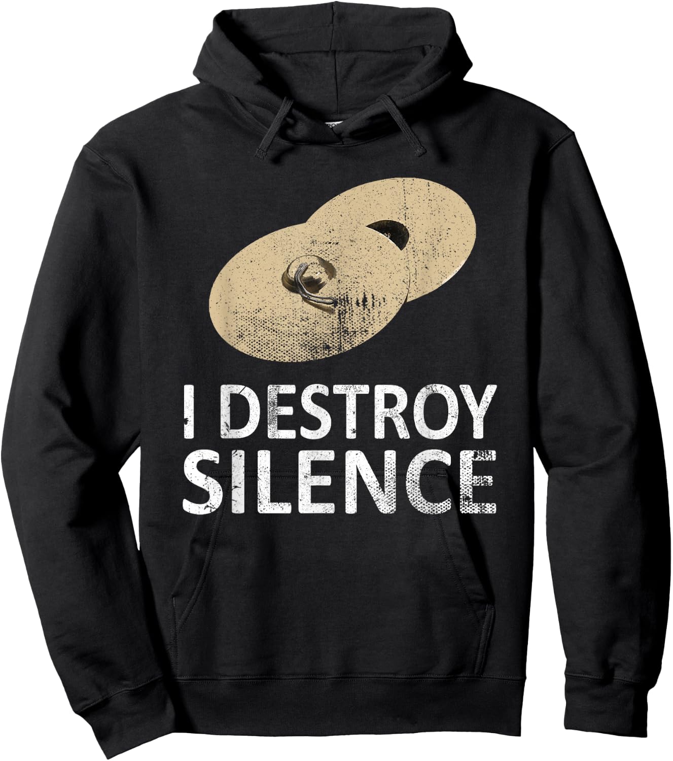 I Destroy Silence - Funny Cymbals Players Hoodie - Hoodie | Black