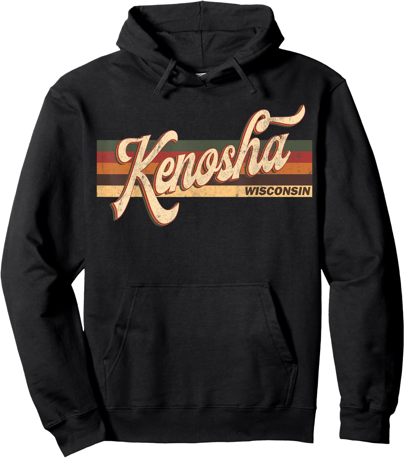 kenosha Wisconsin - Retro 1970's 80'S Style Hoodie - Hoodie | Black