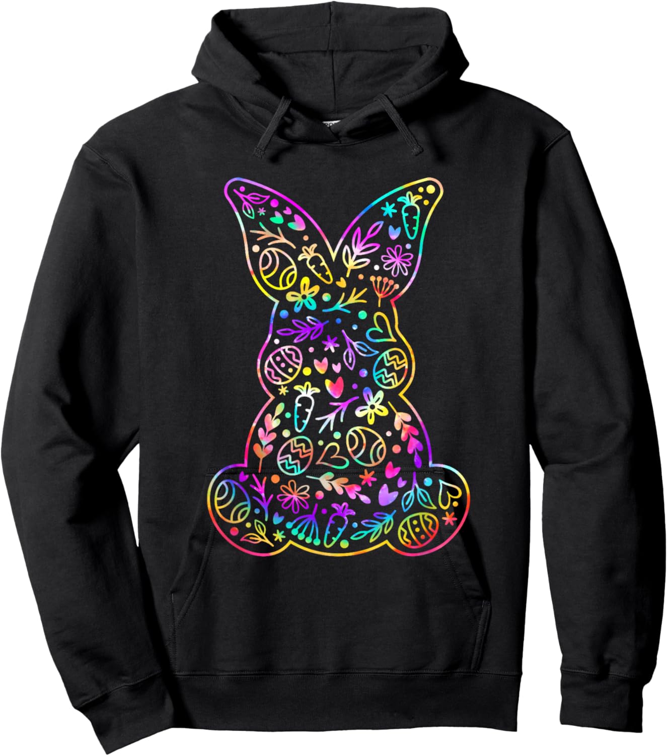 Easter Day Cute Floral Easter Bunny Tie Dye Women Kids Girl Hoodie - Hoodie | Black