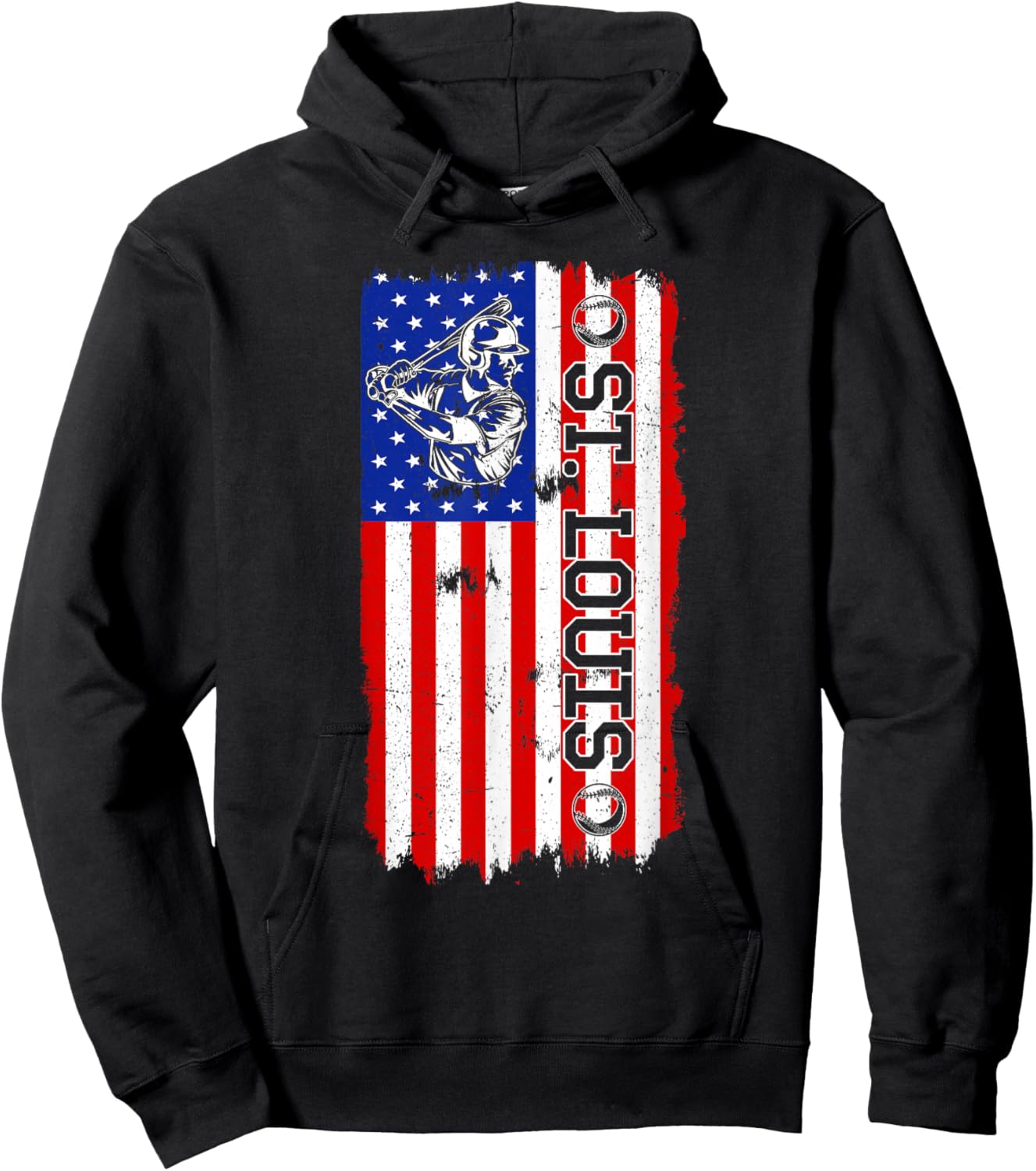 Vintage Style St. Louis Baseball and Men Hoodie - Hoodie | Black