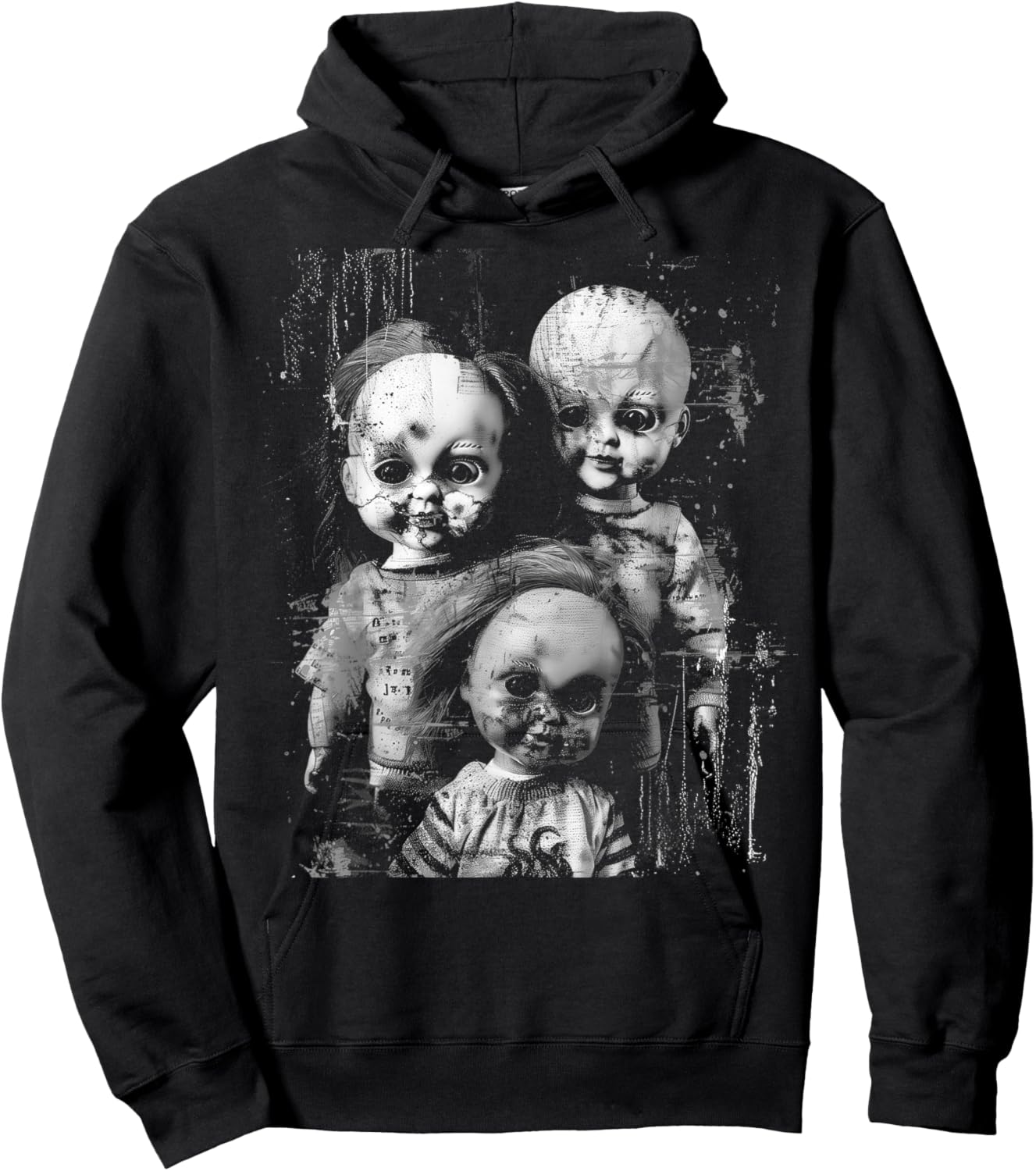Haunted Creepy Doll Horror Toy Halloween Goth Alt Scary Emo Hoodie - Hoodie | Black