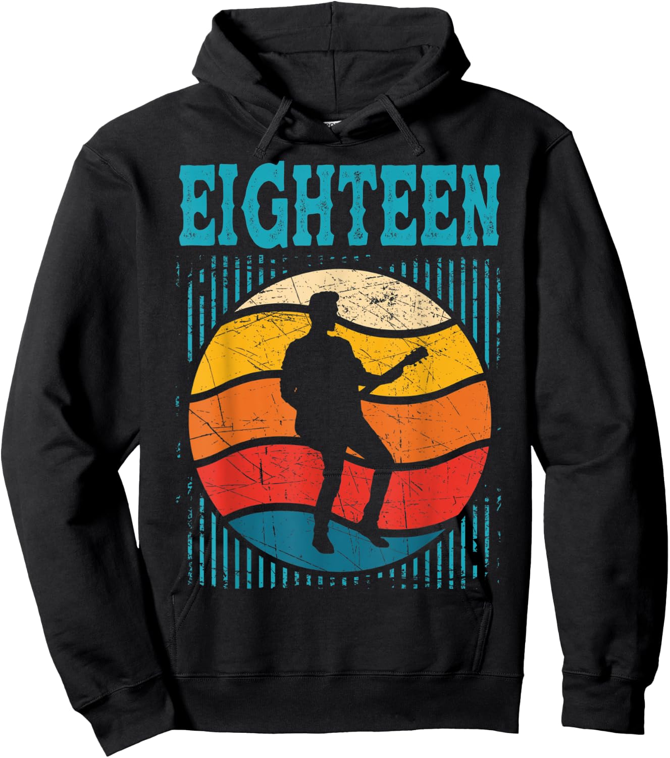 18 Year Old Shirt 18th Birthday Boy Guitar Player Guitarist Hoodie - Hoodie | Black