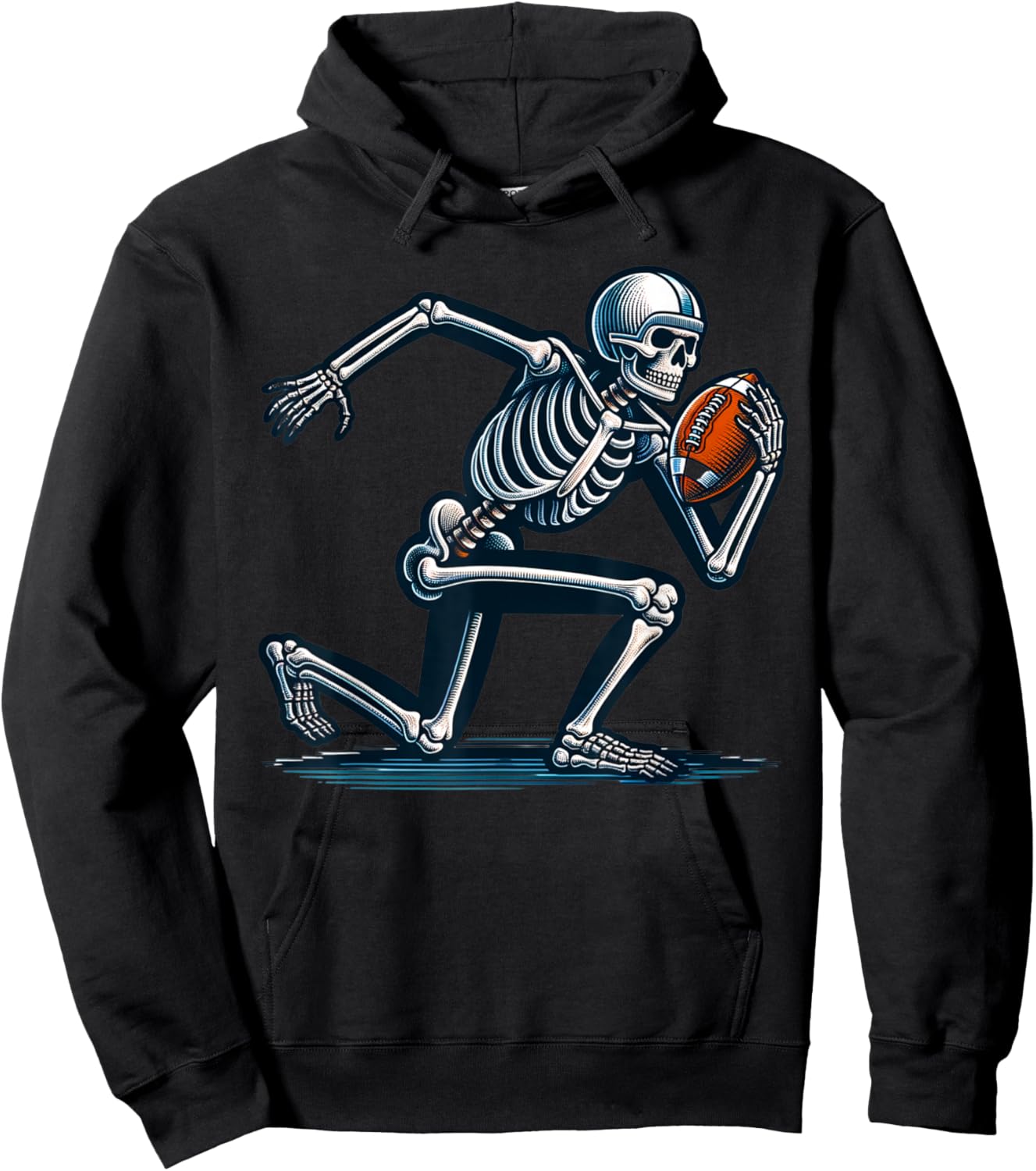 American Football Skeleton Boys Men Football Fan Halloween Hoodie - Hoodie | Black