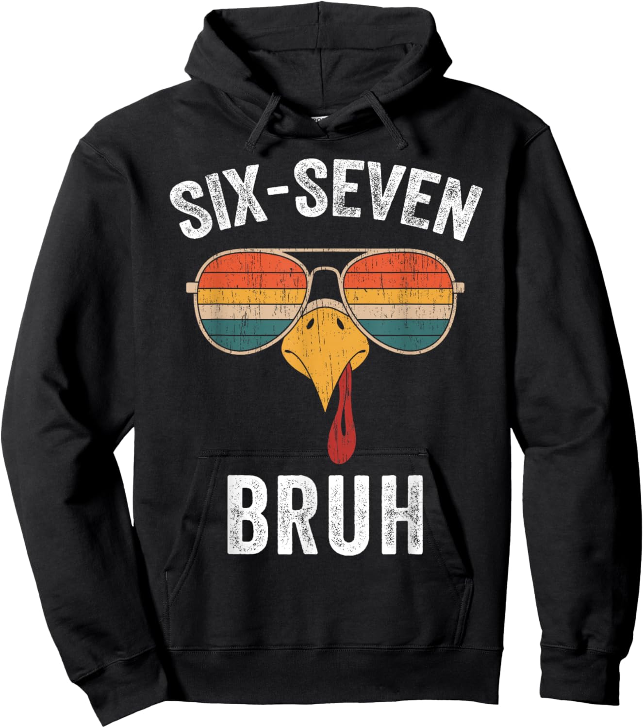67 Thanksgiving Meme Funny Six Seven Bruh Turkey Boys Kids Hoodie - Hoodie | Black