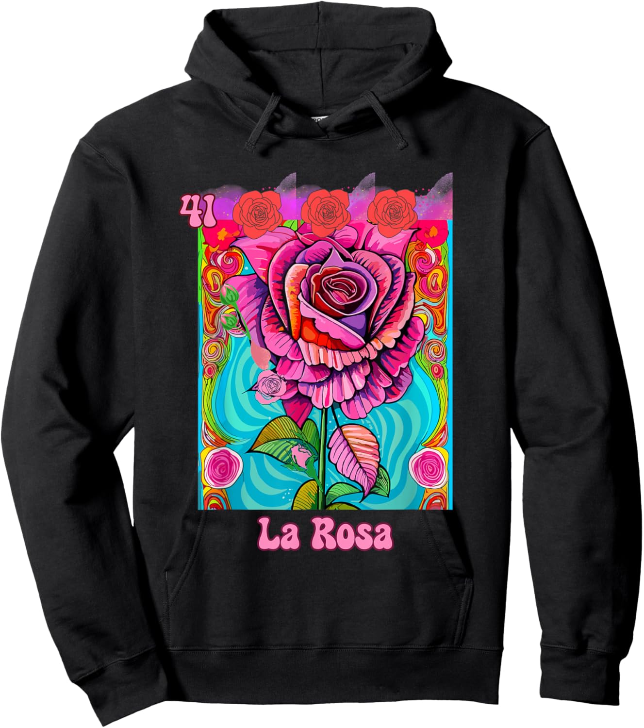 La Rosa, the Rose, Mexican bingo card in a traditional game. Hoodie - Hoodie | Black