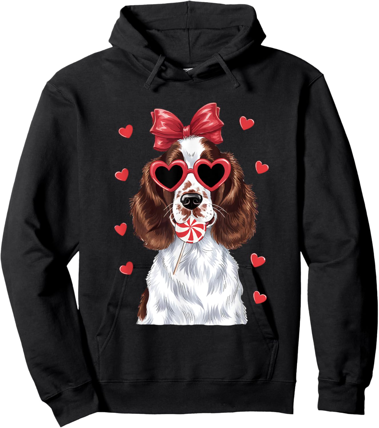 Adorable English Springer Spaniel Sweet Lollipop Valentine Hoodie - Hoodie | Black