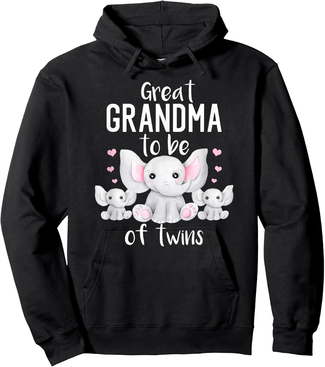 Great Grandma To Be Of Twins Elephant Baby Shower Hoodie - Hoodie | Black