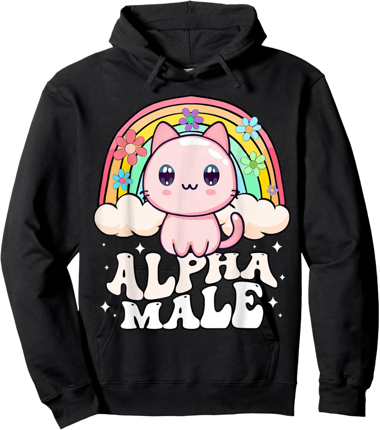 Alpha Male Cat Rainbow Hoodie - Hoodie | Black
