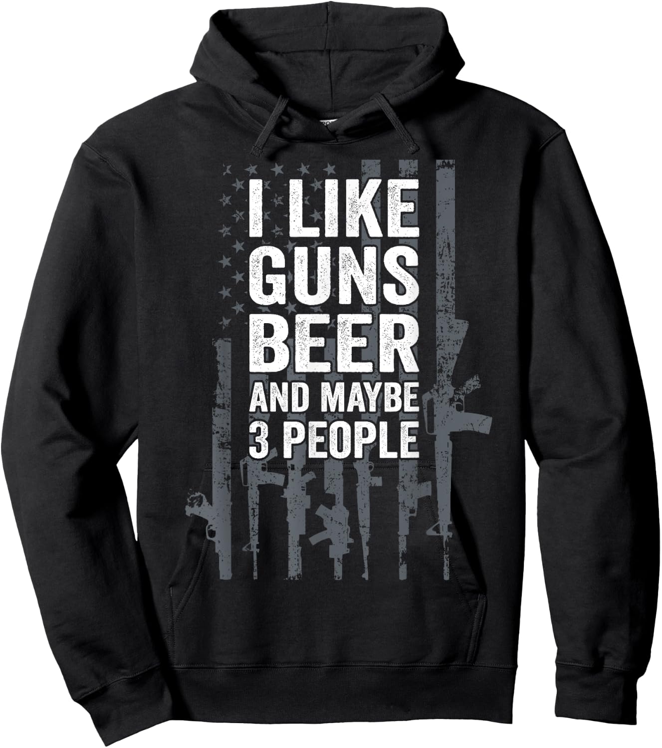 I Like Guns Beer & Maybe 3 People - Funny USA Flag Drinking Women Men Hoodie - Hoodie | Black