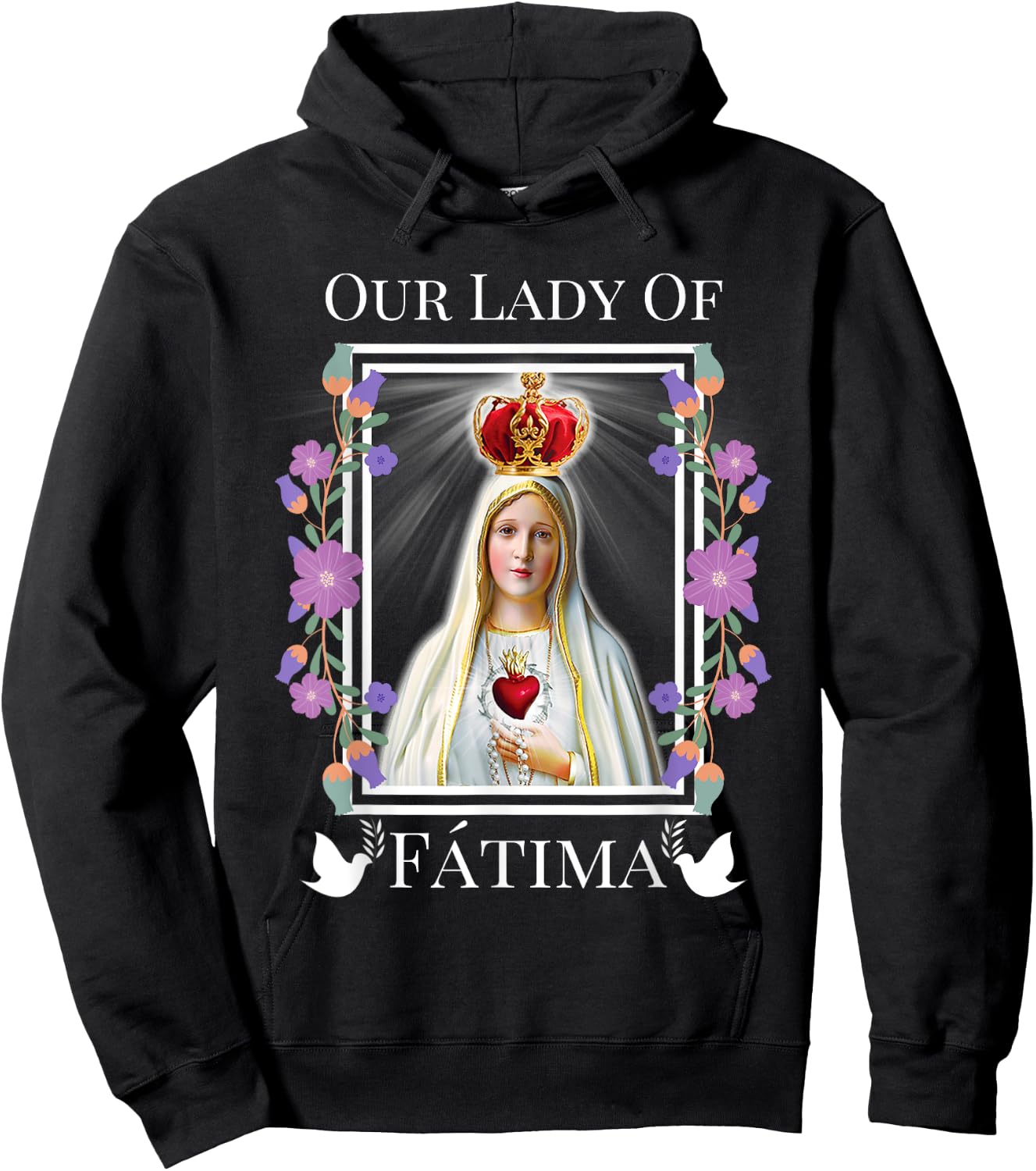 Our Lady of Fatima Immaculate Heart of Blessed Virgin Mary Hoodie - Hoodie | Black
