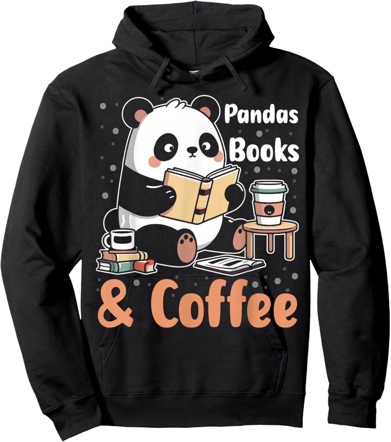 Books Reading Reader Panda - Funny Panda Books and Coffee Hoodie - Hoodie | Black