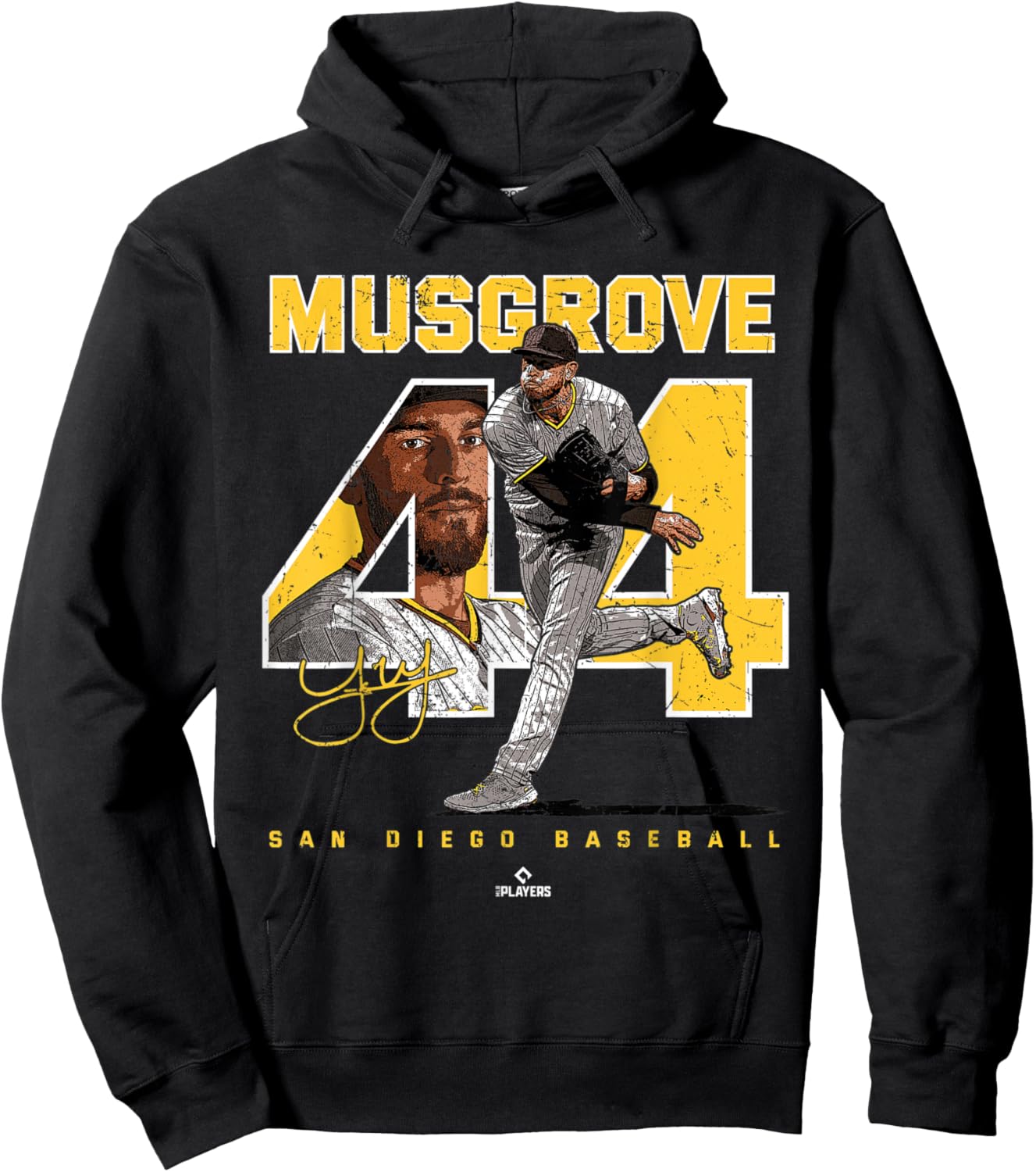 Number and Portrait Joe Musgrove San Diego MLBPA Hoodie - Hoodie | Black