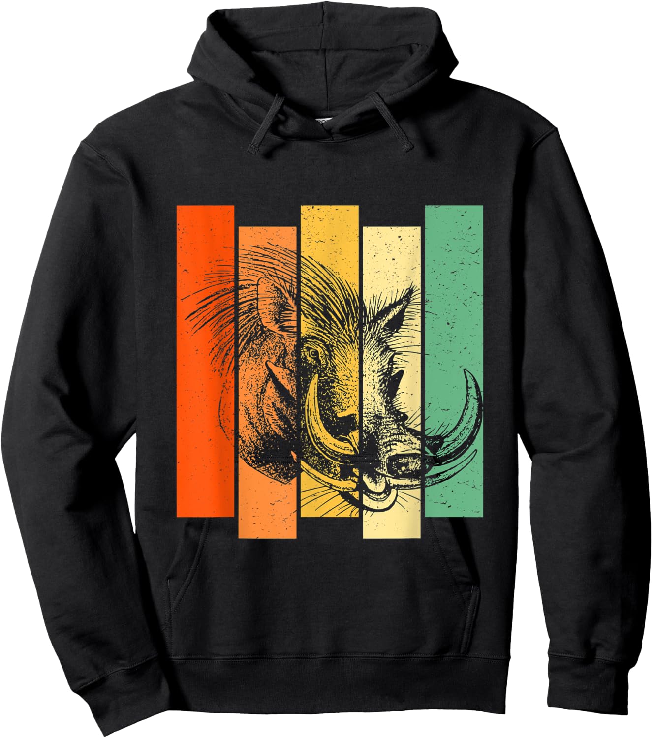 Warthog Africa Pig Wildlife Animal Retro Vintage Hoodie - Hoodie | Black