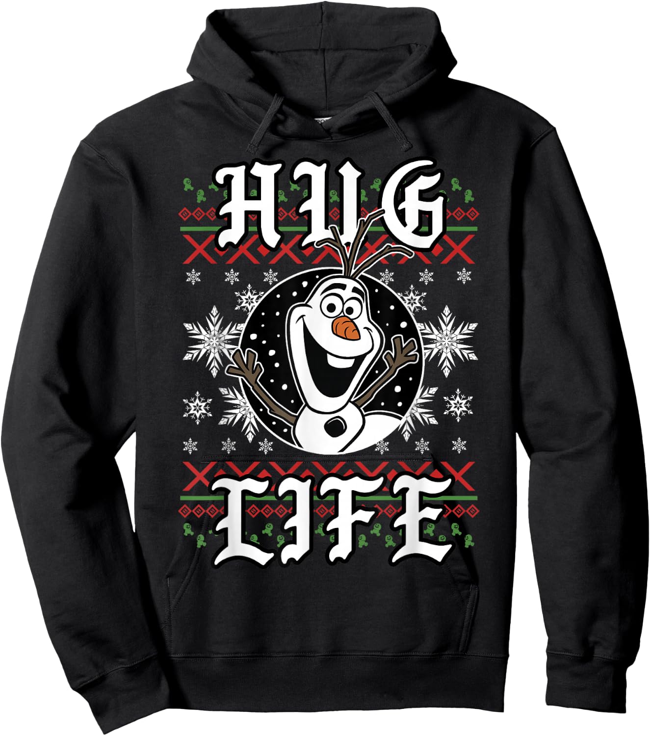 Disney Frozen Olaf Hug Life Ugly Christmas Sweater Style Hoodie - Hoodie | Black
