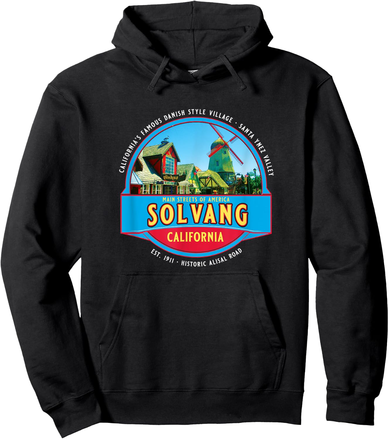 Solvang California USA Danish Village Santa Ynez Valley Hoodie - Hoodie | Black