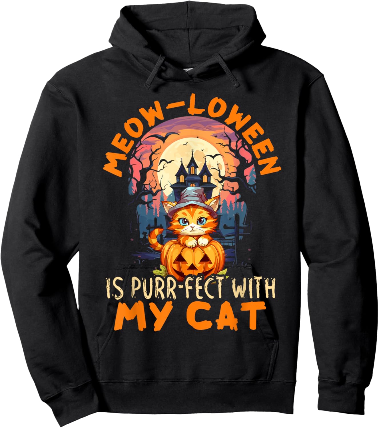 Cat Halloween Pet Trick Or Treat Spooky Kitty Lover Men Women Kids Hoodie - Hoodie | Black