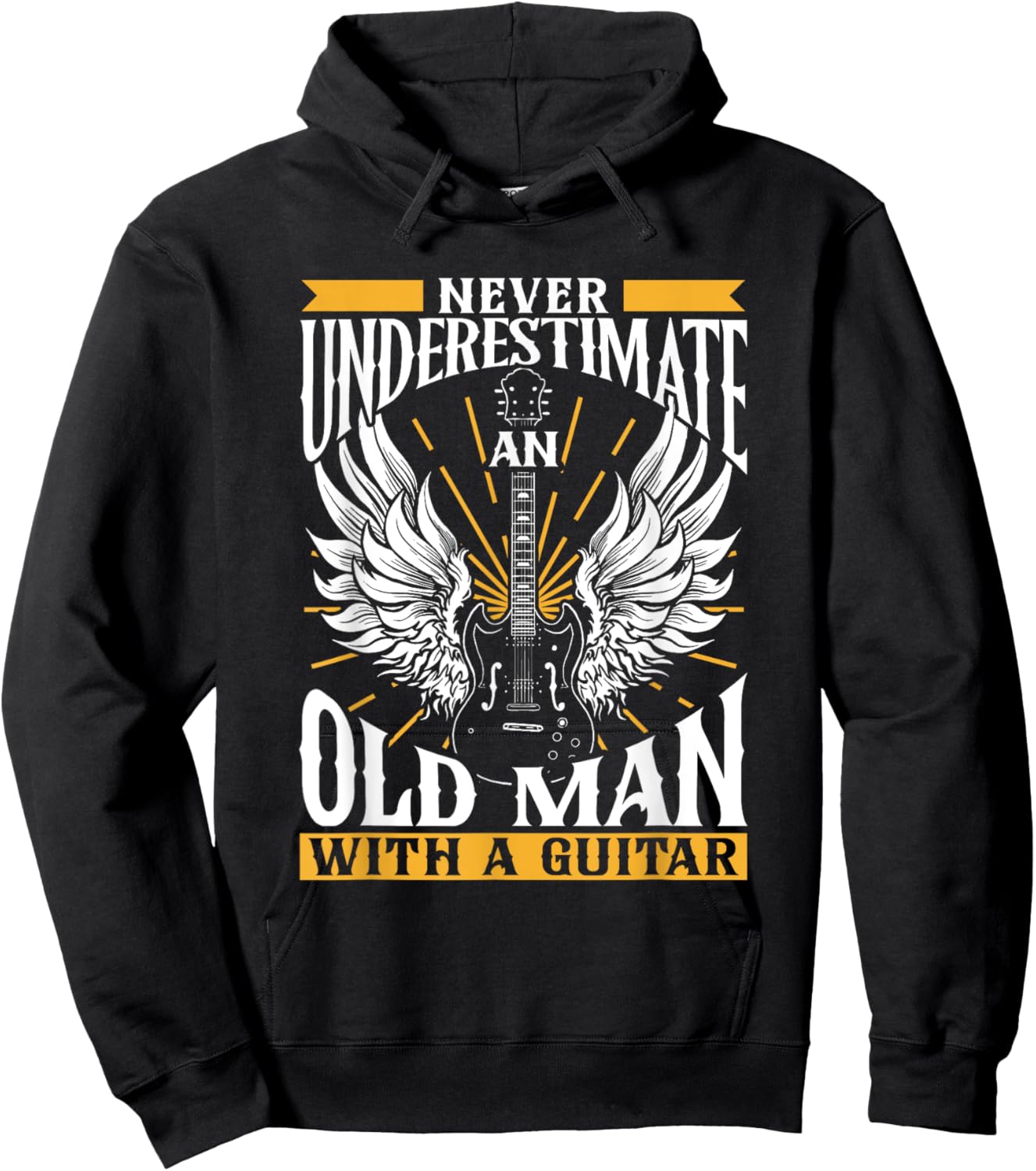 Playing Guitars Guitarists Instrument Men's Black Modern , Small, Short Sleeve, , Ribbed Cuff, Cotton 60% Polyester 40% Hoodie - Hoodie | Black