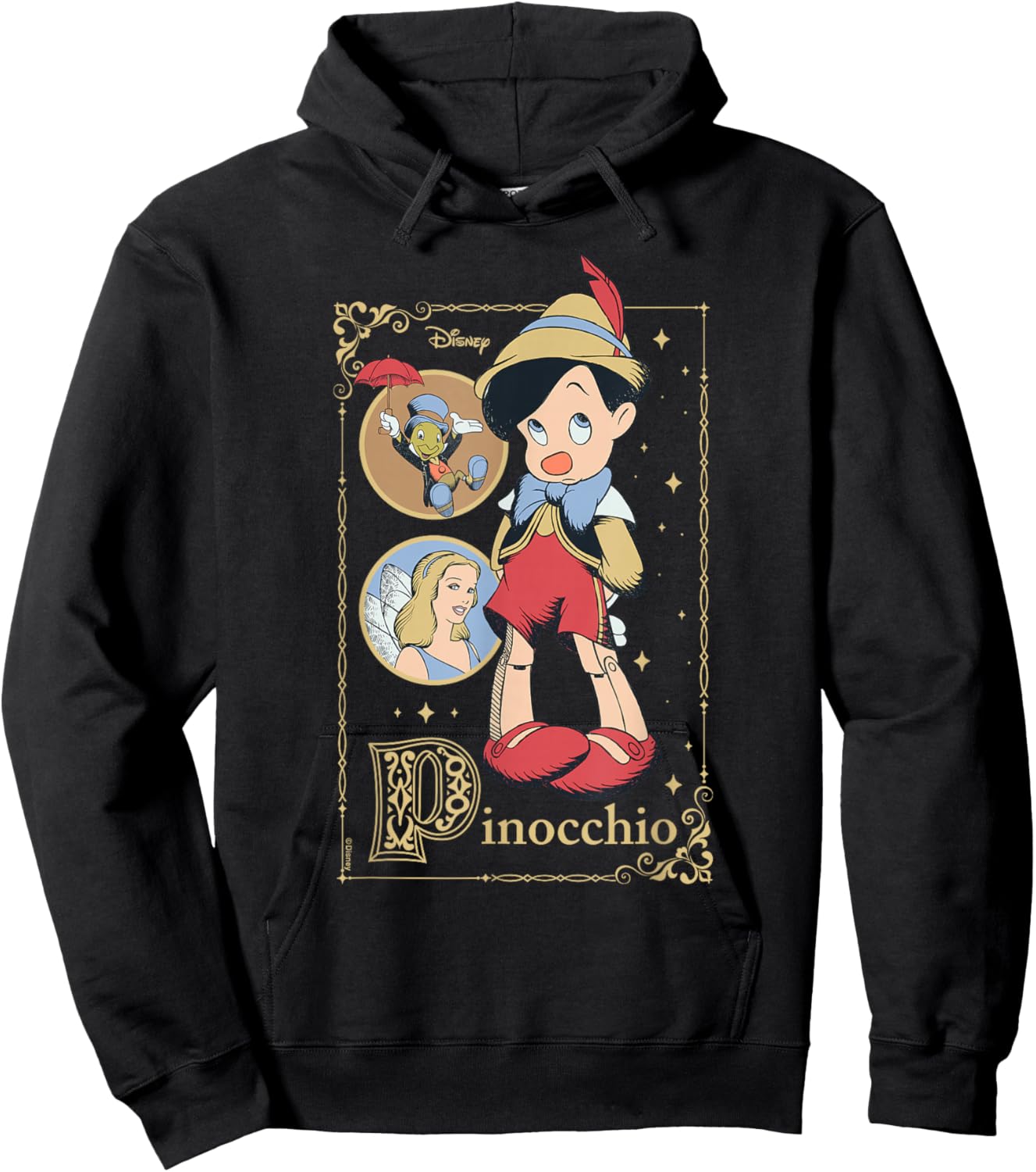 Pinocchio - Jiminy Cricket Blue Fairy Group Hoodie - Hoodie | Black