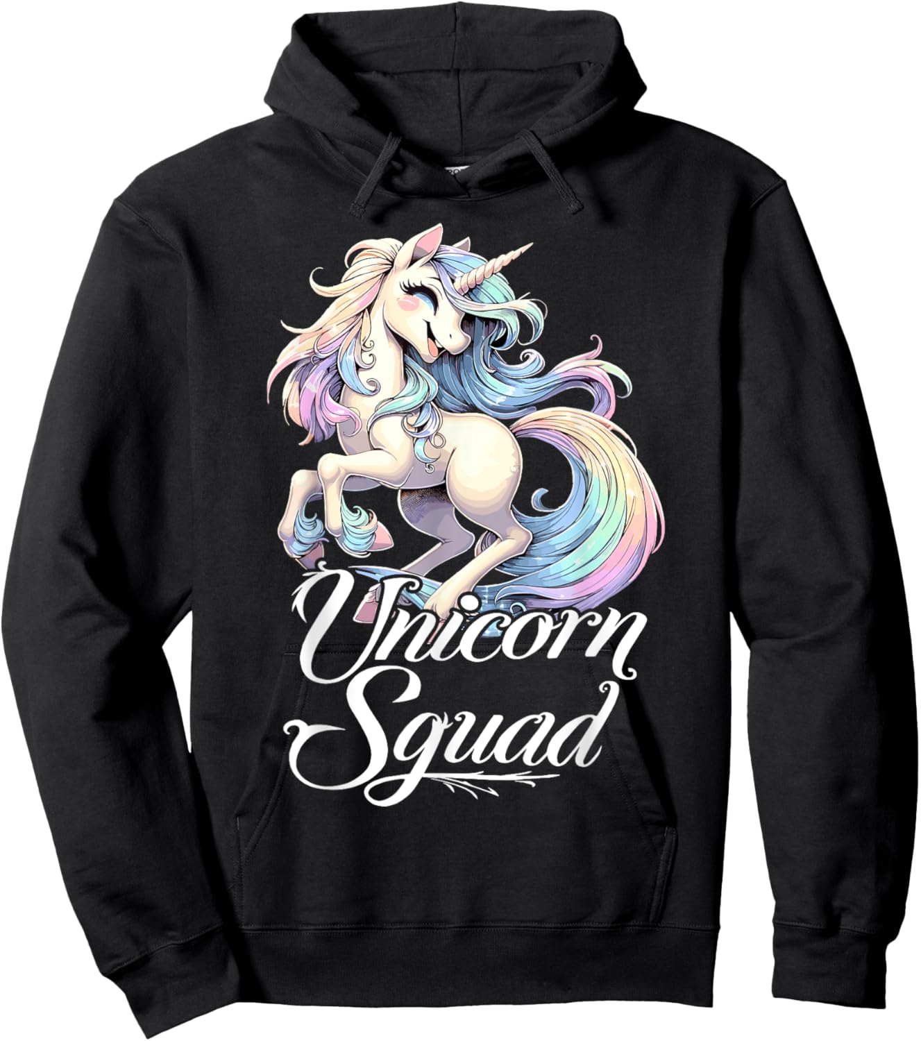 Unicorn Squad Birthday Party Cute Unicorn Girl Hoodie - Hoodie | Black