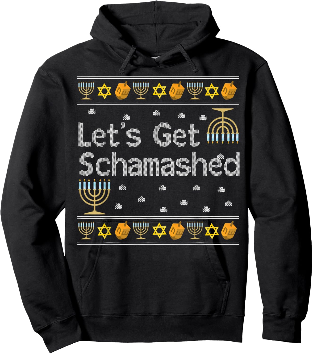 Let's Get Schamashed Hanukkah Drink Wine Jewish Jew Fun Gift Hoodie - Hoodie | Black