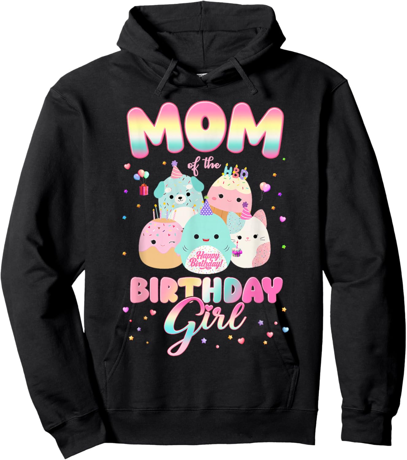 Birthday Family Party Squish Squad Mom Of The Birthday Girl Hoodie - Hoodie | Black