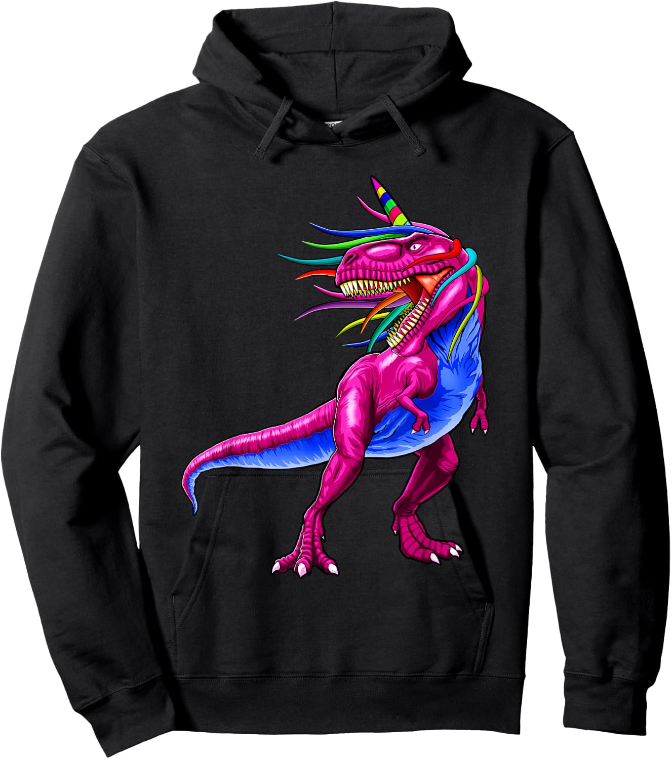Unicorn Dinosaur T Rex Shirt Gift Women Men Kids Girl Boy Hoodie - Hoodie | Black