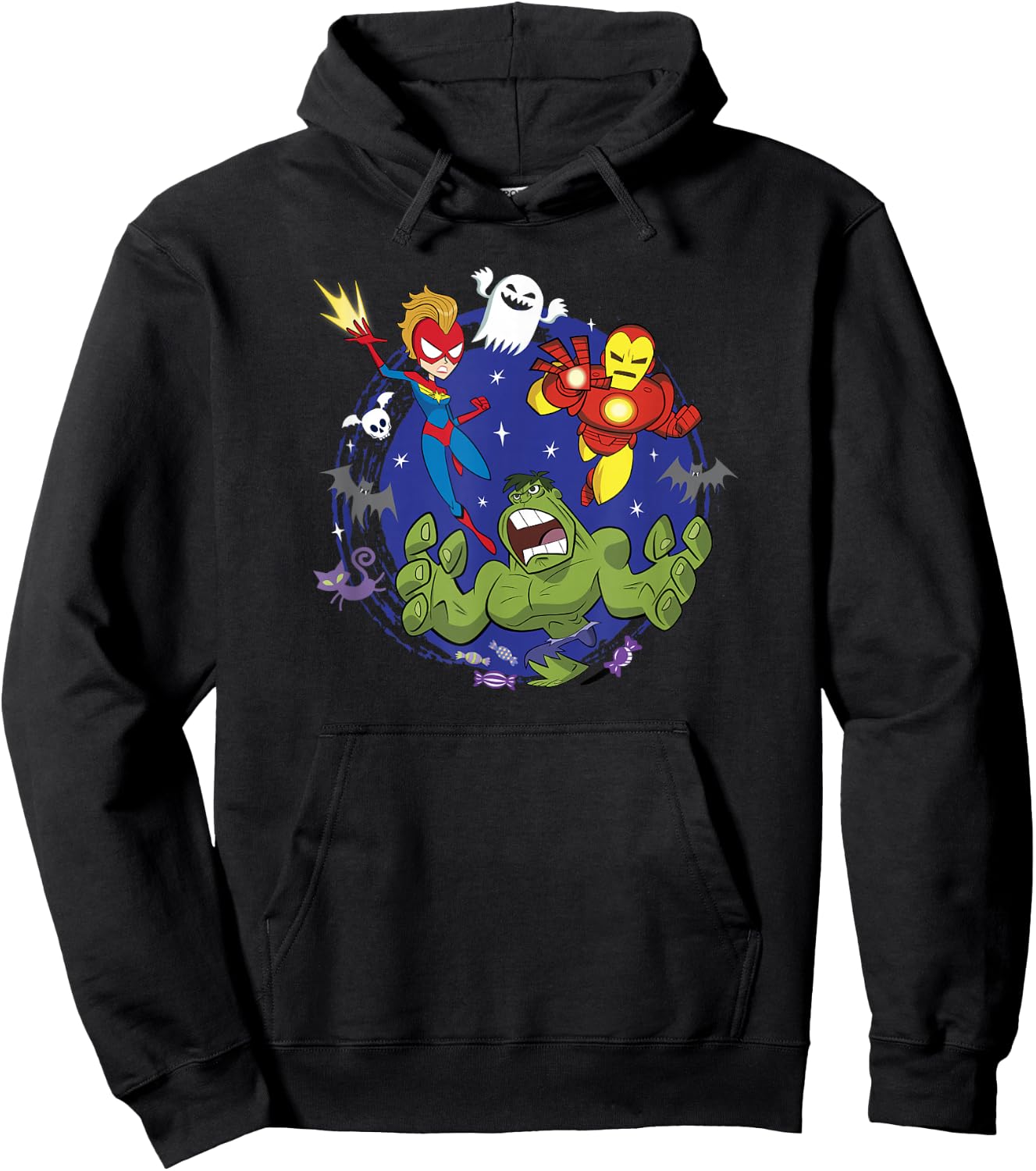 Marvel Halloween Hulk Ms. Marvel Iron Man Trio Hoodie - Hoodie | Black