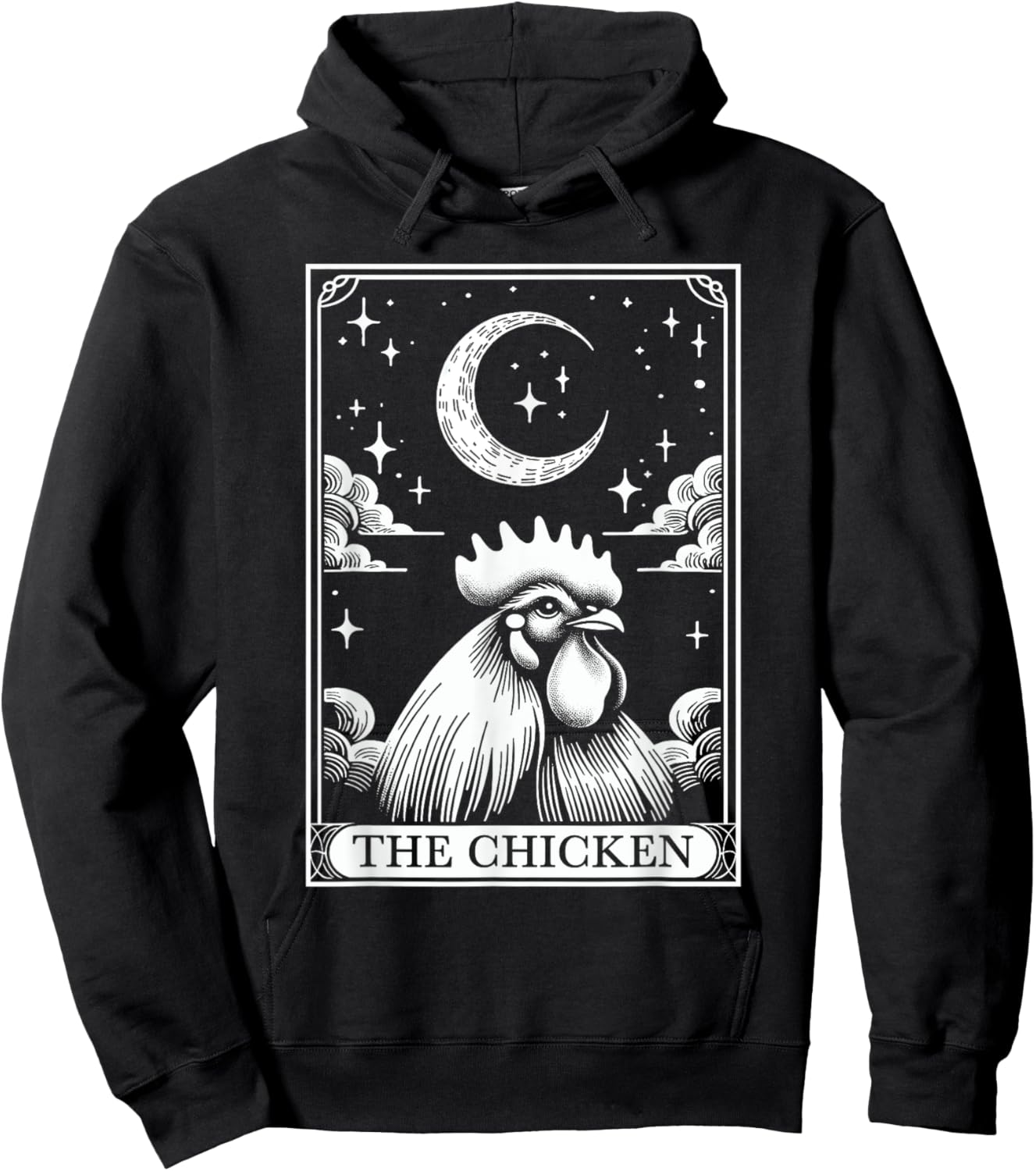 Tarot Card Vintage Crescent Moon Chicken Farm Animal Lovers Hoodie - Hoodie | Black