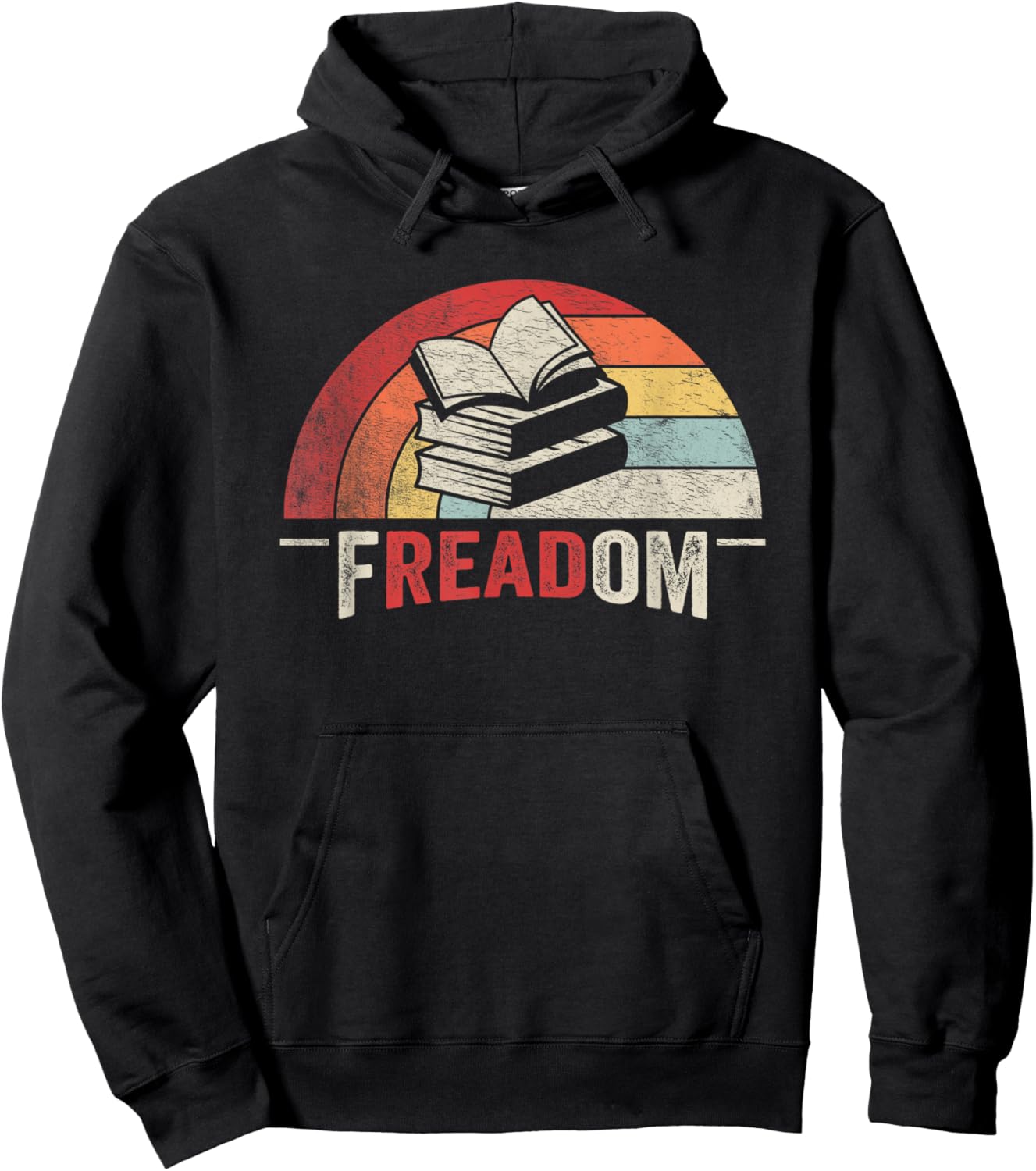 Retro Vintage fREADom Anti Ban Books Freedom To Read Hoodie - Hoodie | Black