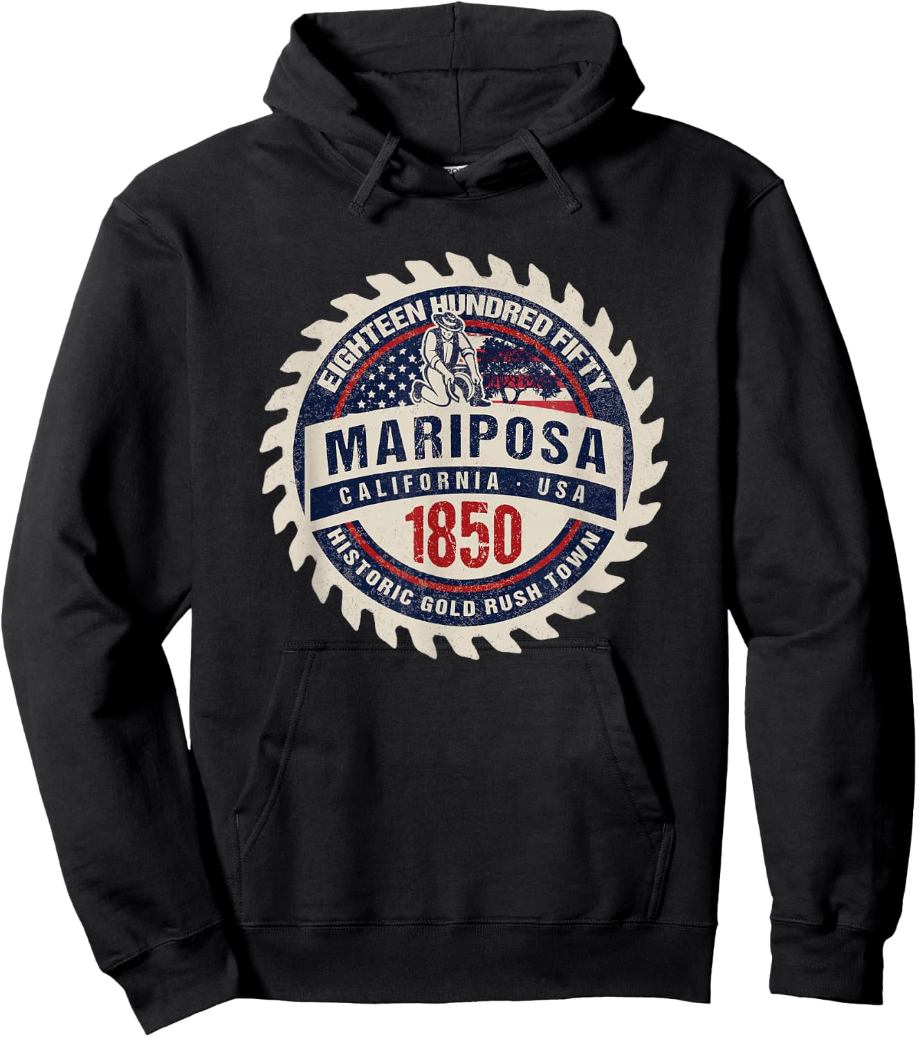 Mariposa California Historic Gold Rush Mining Town Souvenir Hoodie - Hoodie | Black