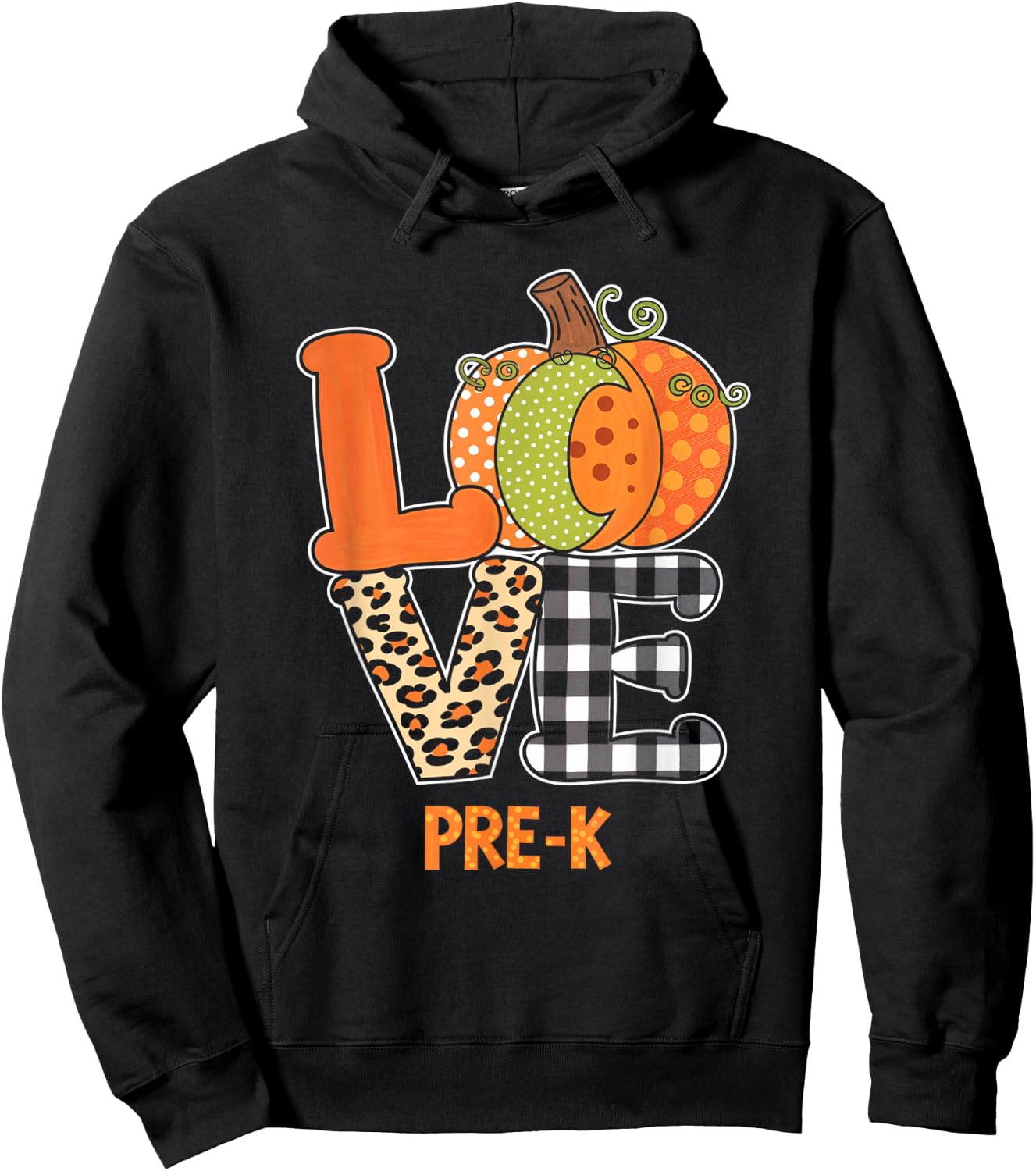 Love Pre-K Pumpkin Teacher Fall Kids Thanksgiving Hoodie - Hoodie | Black