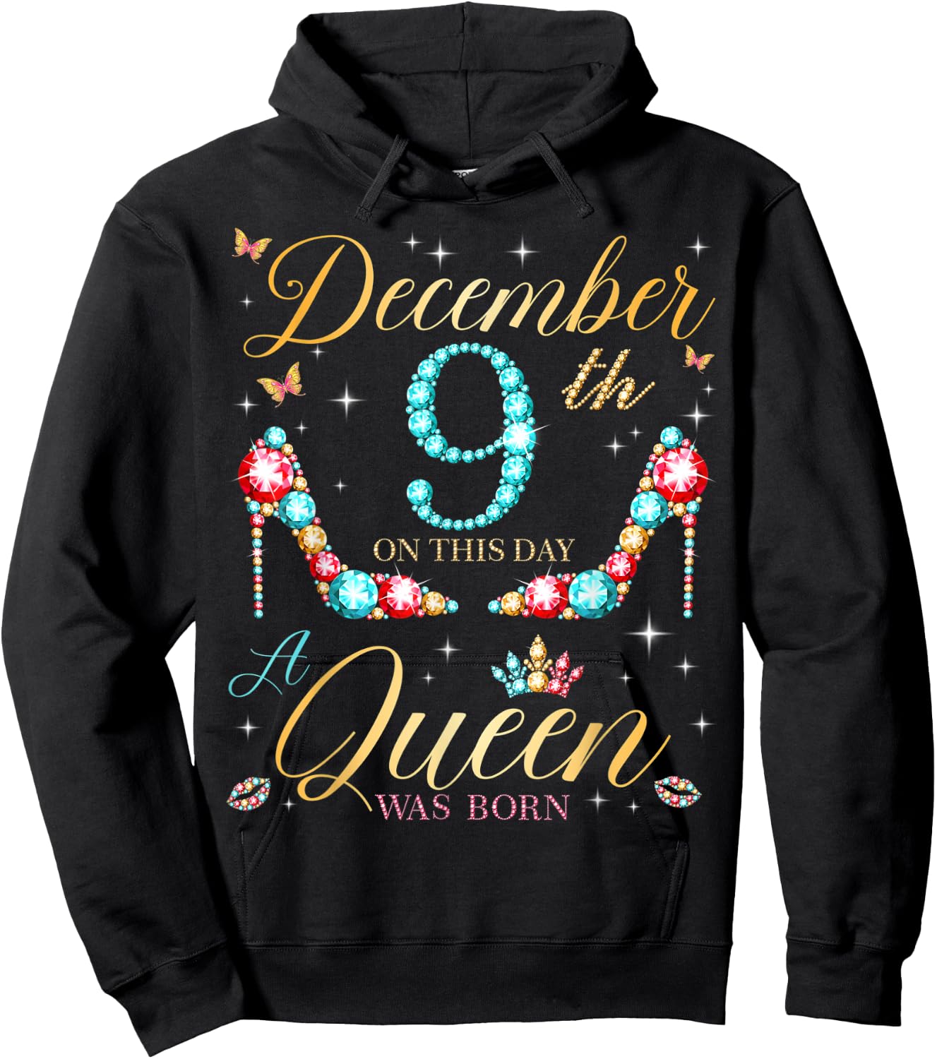 On December 9th A Queen Was Born on December 9 Birthday Hoodie - Hoodie | Black