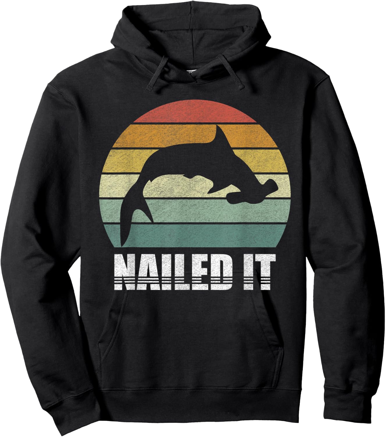 Retro Nailed It Hammerhead Shark Shirt Funny Shark Vintage Hoodie - Hoodie | Black