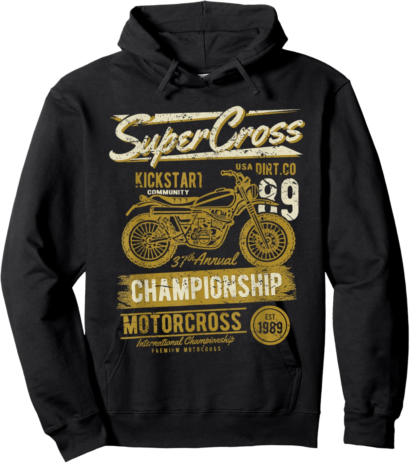 Retro Dirt Bike Supercross Motocross Vintage Design Hoodie - Hoodie | Black
