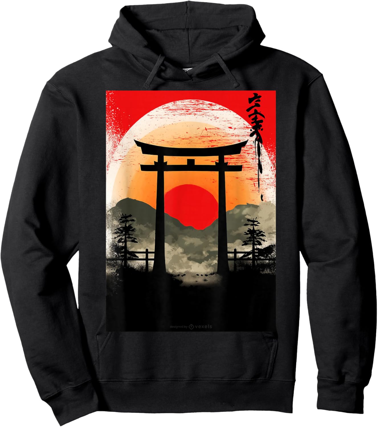 Japanese Tori Gate Hoodie - Hoodie | Black