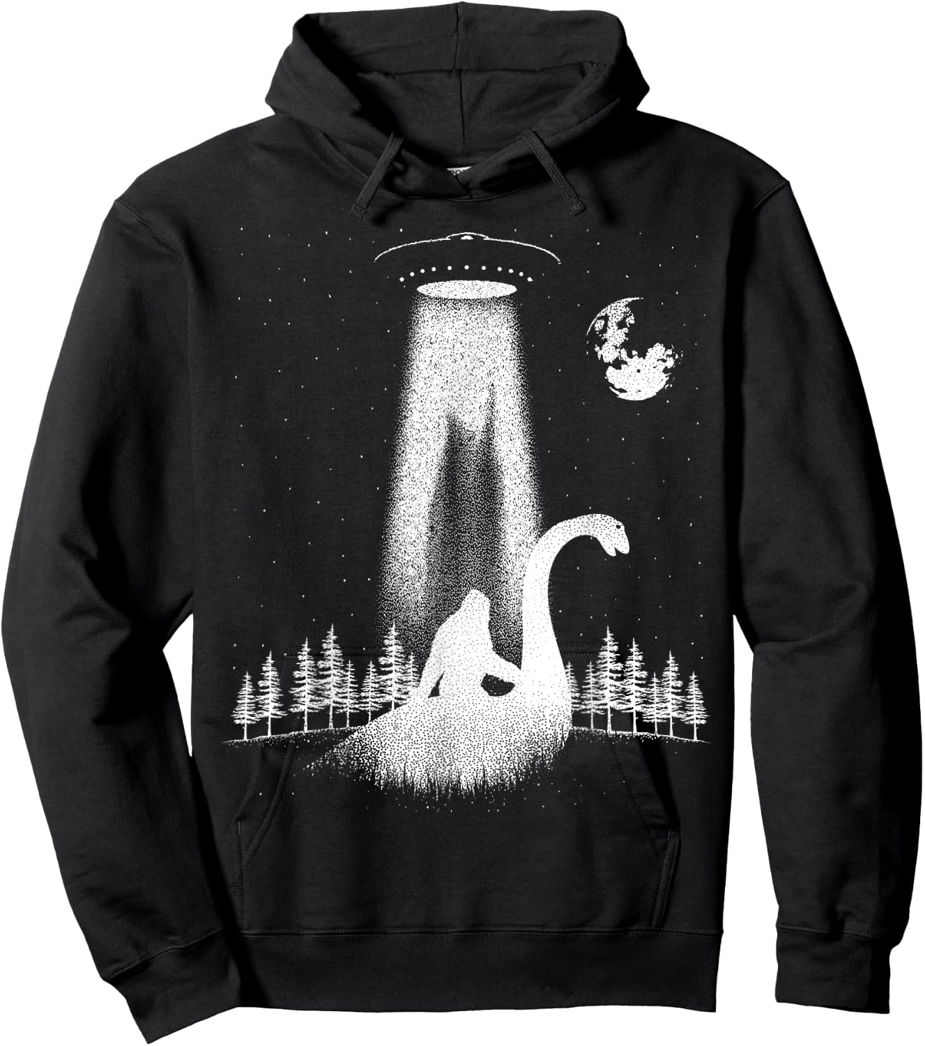 Bigfoot Riding Loch Ness Monster Nessie Funny Sasquatch Ufo Hoodie - Hoodie | Black