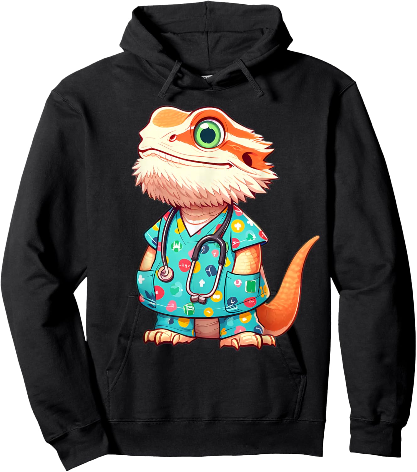 Bearded Dragon Nurse Animal Hoodie - Hoodie | Black