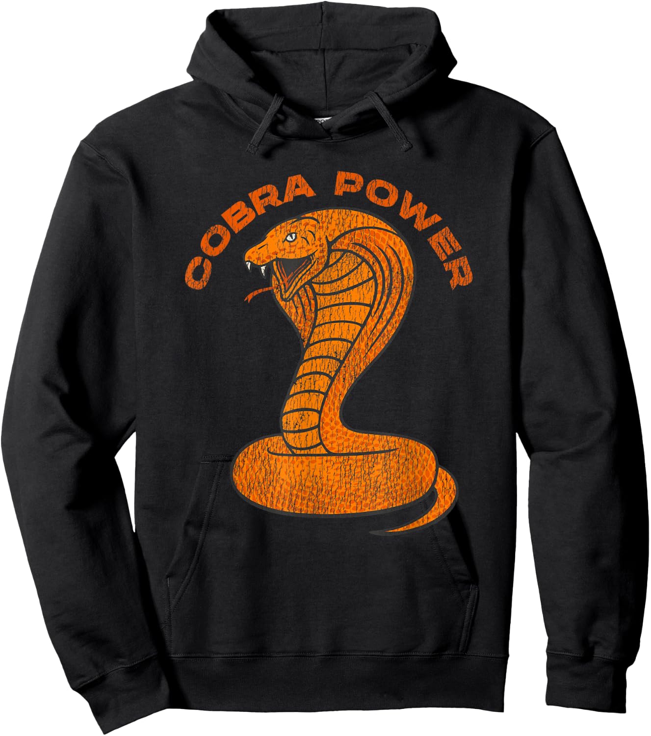 Vintage Distressed King Cobra Power Snake Muscle Car Karate Hoodie - Hoodie | Black