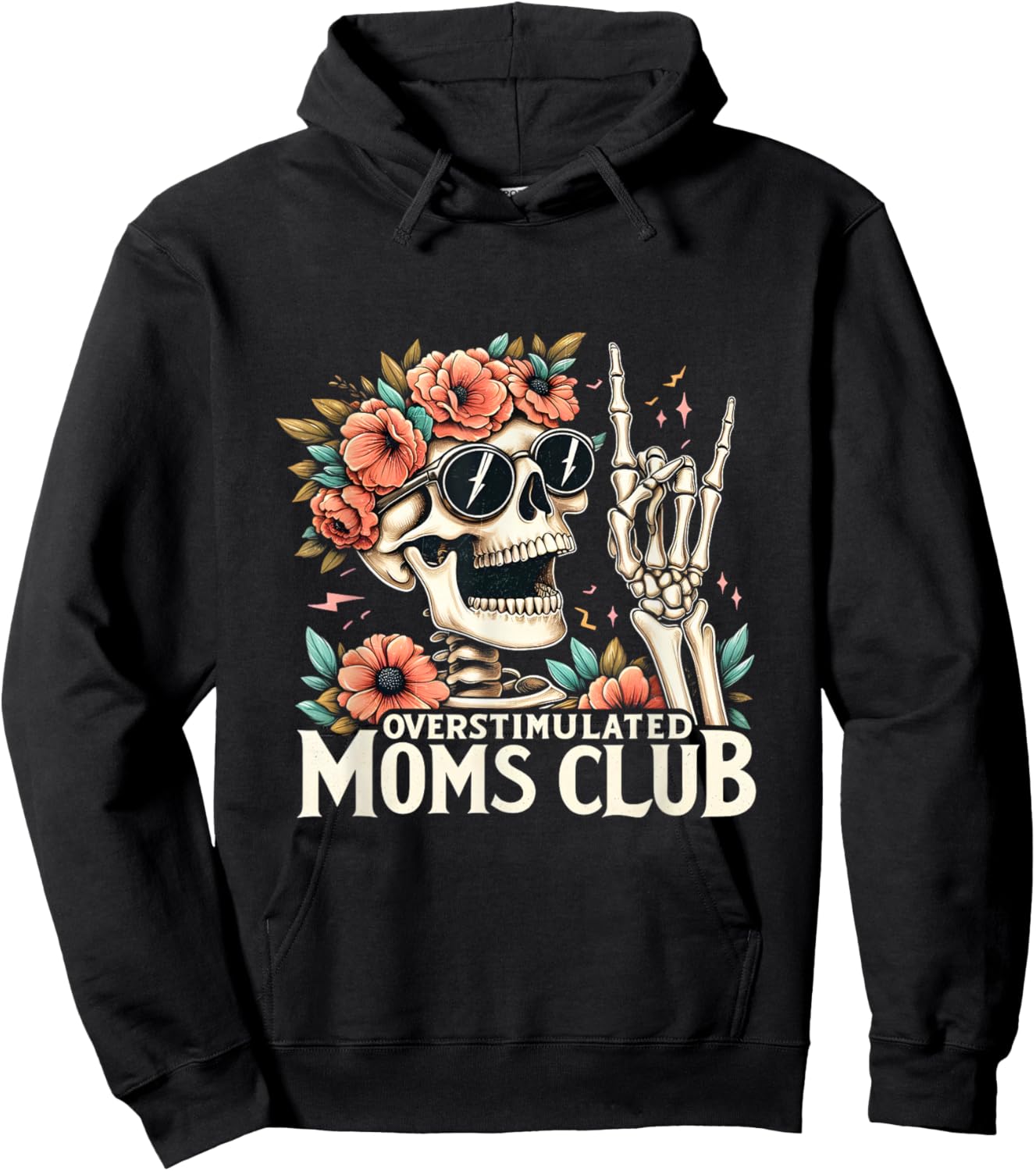 Overstimulated Moms Club Happy Mother's Day Mom Trendy Words Hoodie - Hoodie | Black