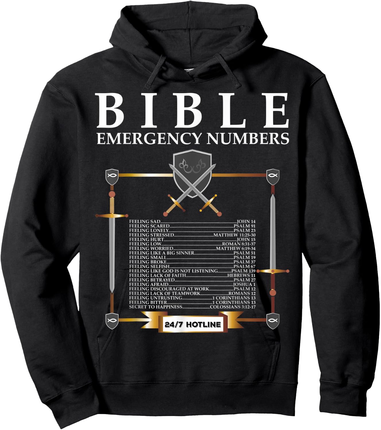 Bible Emergency Hotline Numbers - Cool Christian Bible Verse Hoodie - Hoodie | Black
