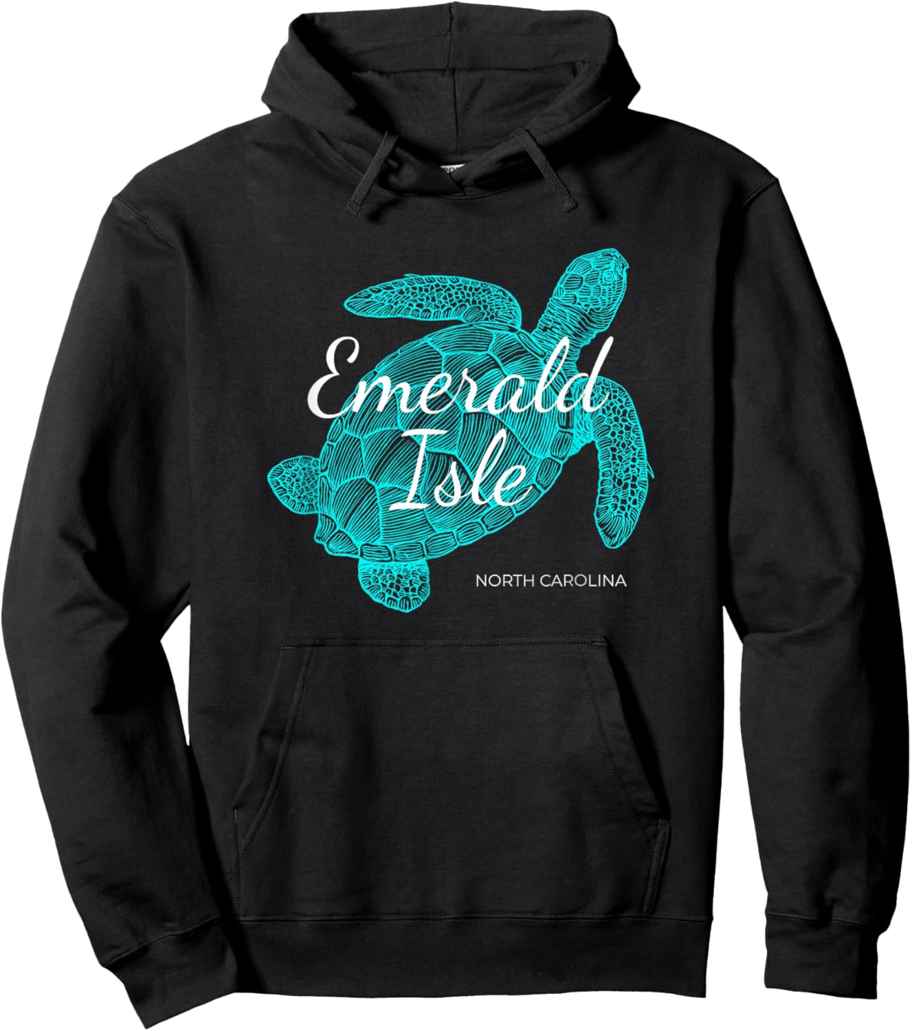 Emerald Isle North Carolina Vacation With A Turtle Graphic Hoodie - Hoodie | Black