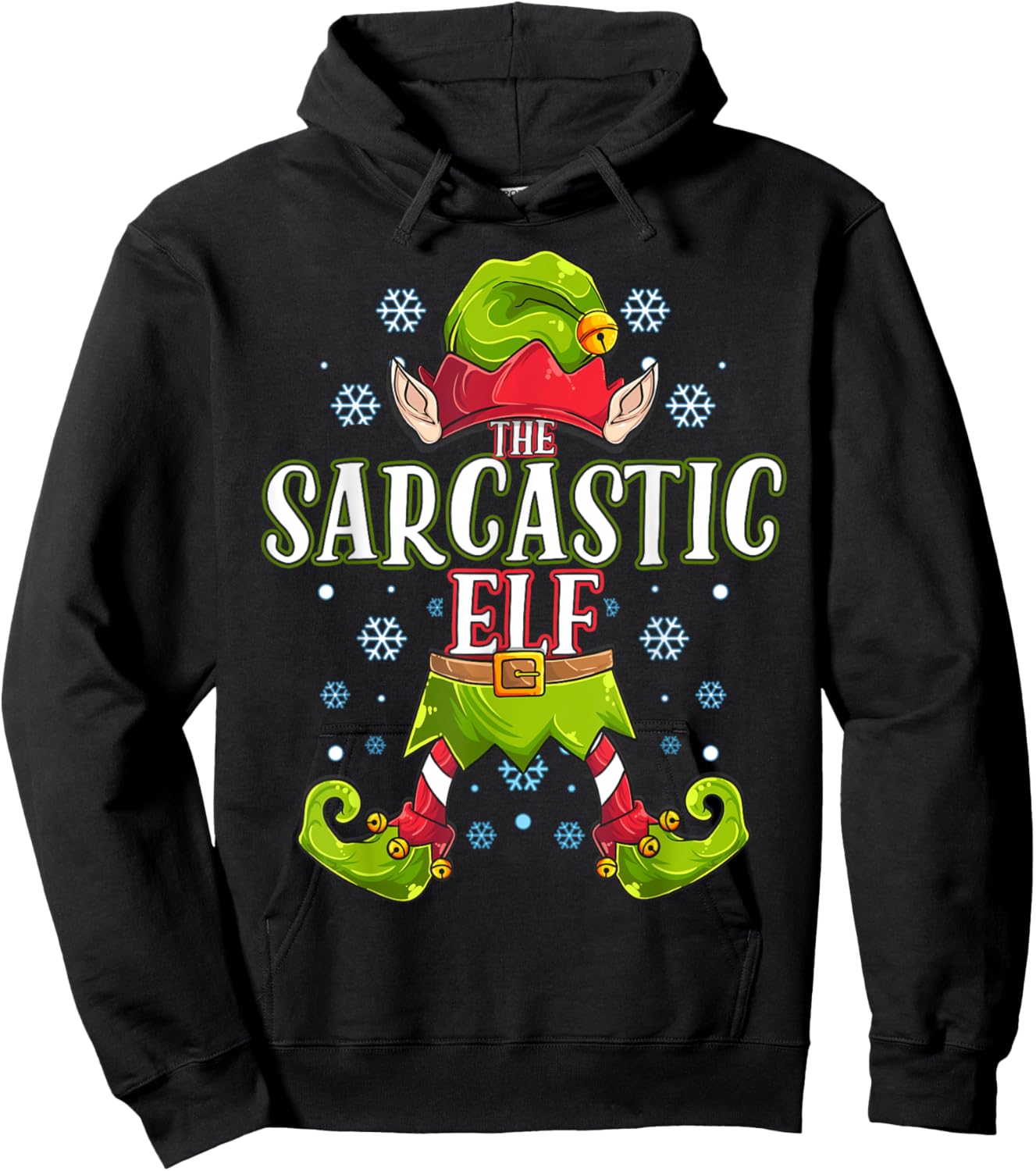 Sarcastic Elf Matching Family Group Christmas Party Hoodie - Hoodie | Black