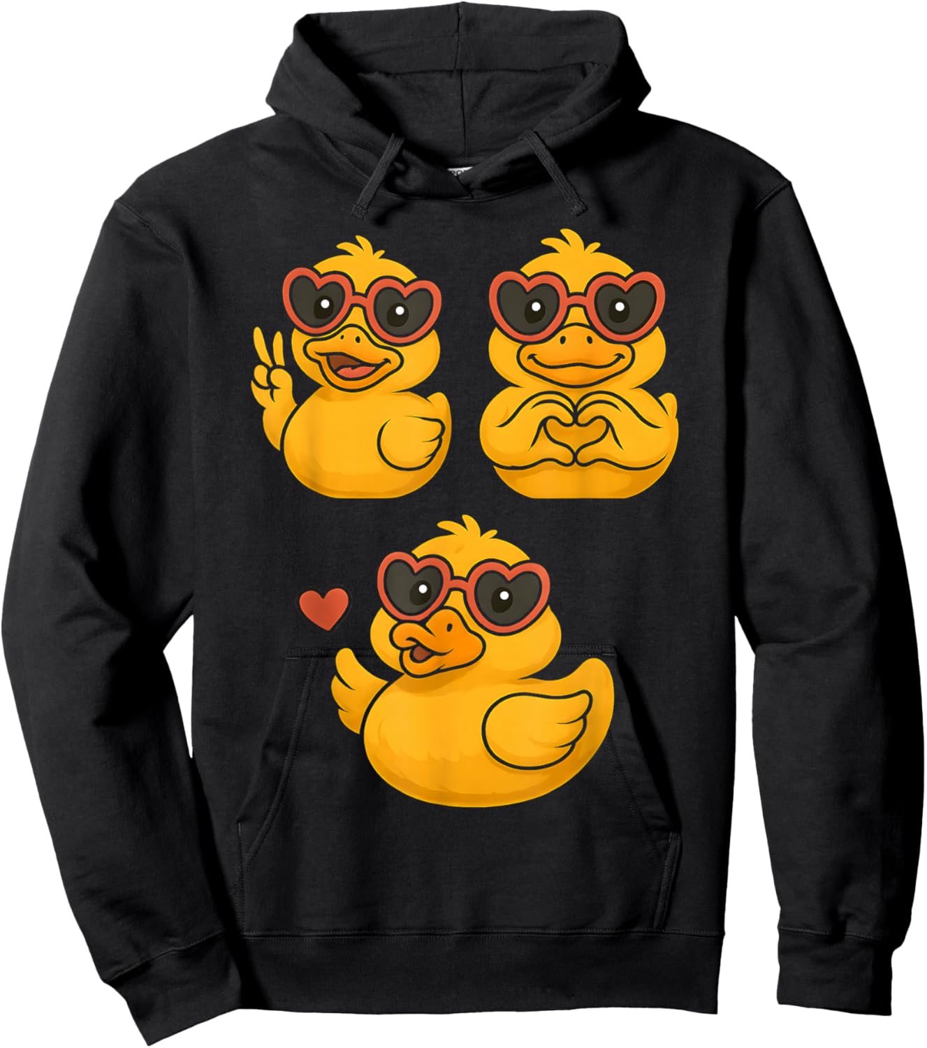 Rubber Duck Peace Heart Love Girl's Women's Rubber Duckie Hoodie - Hoodie | Black