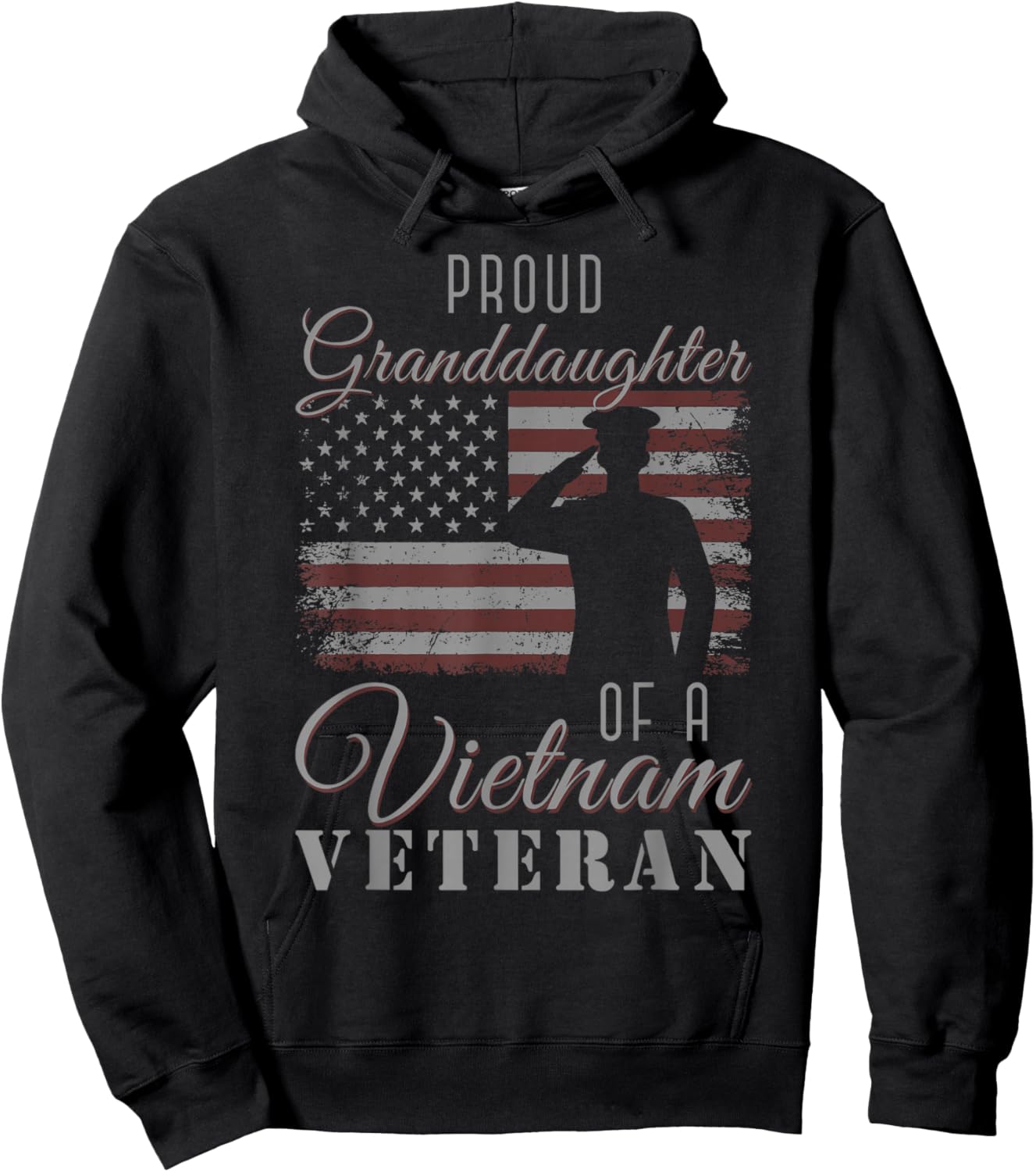 USA Flag Soldier Proud Granddaughter of A Vietnam Veteran Hoodie - Hoodie | Black