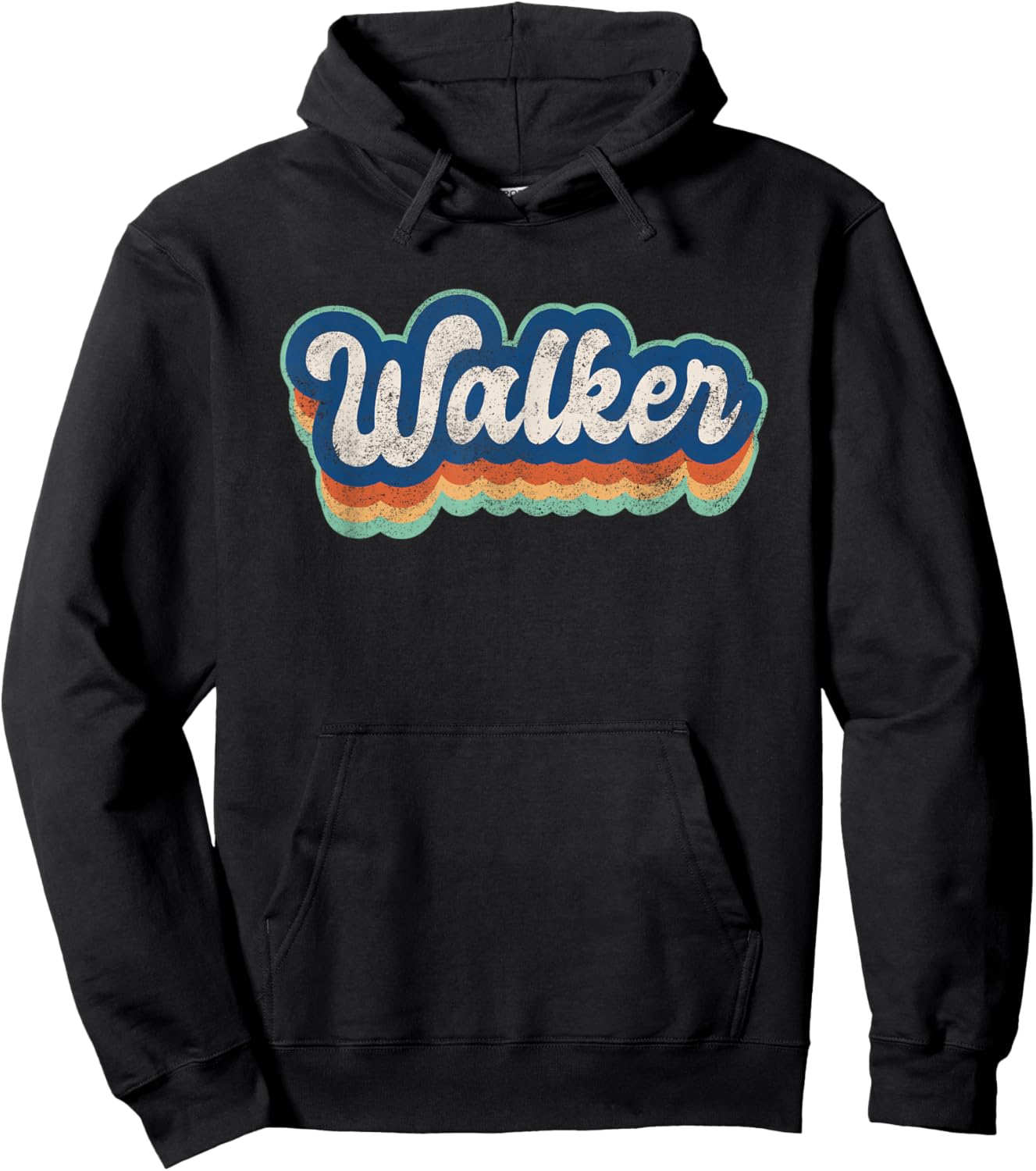 Walker First Name Boy Vintage Style 70s 80s Personalized Hoodie - Hoodie | Black